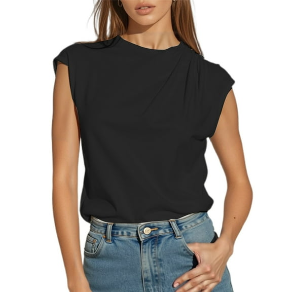 Women's Satin Sleeveless Round Neck T-Shirt Casual Comfortable Basic Top Daily Wear Spring Summer Fashion Blouse Soft Breathable Lightweight