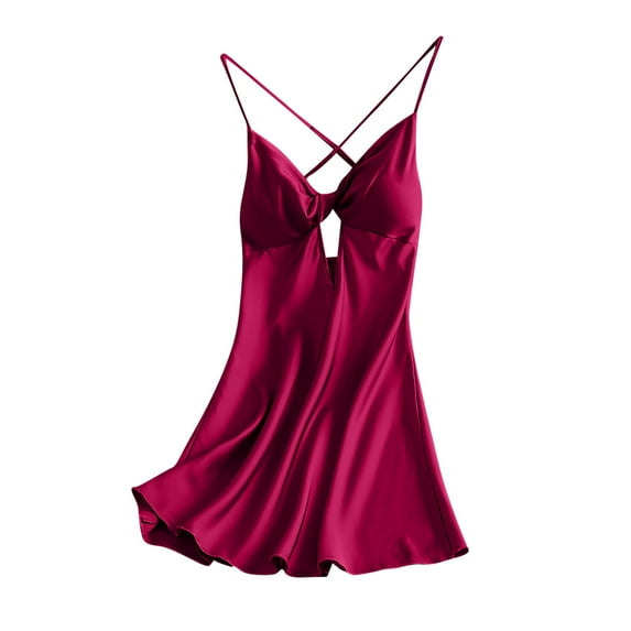 Women’s Satin Slit Nightgown – Lace Trim Chemise with Side Split (Seductive Sleepwear for Special Occasions)
