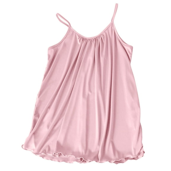 Women's Satin Tank Tops Spaghetti Straps Round Neck Tee Soft Pajama Casual Comfy Loose Ruched Tunic Shirt