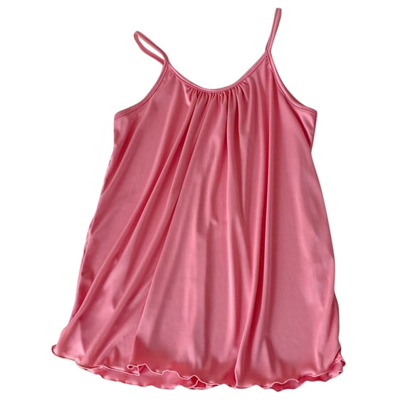 Women's Satin Tank Tops Spaghetti Straps Round Neck Tee Soft Pajama Casual Comfy Loose Ruched Tunic Shirt