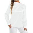 thumbnail image 1 of Women's Satin Tops Boat Neck Party Outfit Long Sleeve Dressy Casual Blouses Solid Color Fall Spring Clothes (XL, White), 1 of 7