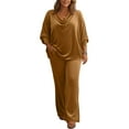 thumbnail image 1 of Women’s Satin Two Piece Set Loose Fit Top and Wide Leg Pants Relaxed Style Plus Size Outfit for Everyday Wear, 1 of 2
