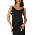 thumbnail image 1 of INSPIRE CHIC Women's Satin V Neck Spaghetti Strap Summer Fall Tank Tops M Black, 1 of 5