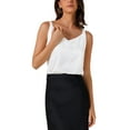 thumbnail image 1 of INSPIRE CHIC Women's Satin V Neck Spaghetti Strap Summer Fall Tank Tops XS White, 1 of 5