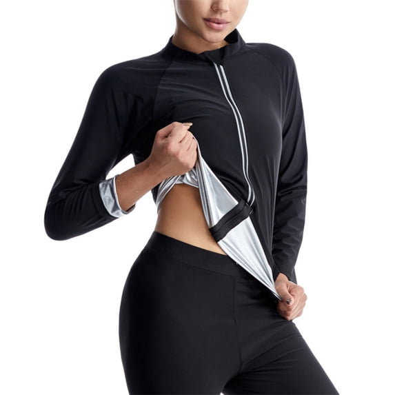 Women’s Sauna Suit 2 Piece Set Long Sleeve Top & Pants Sweat Training Outfit