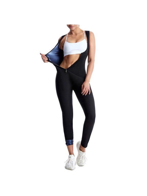 Women’s Sauna Suit One-Piece Shapewear Vest – Sweat-Enhancing Waist Trainer Body Shaping Jumpsuit for Fitness, Gym, Yoga, Running, Tummy Control & Full Upper Body Support