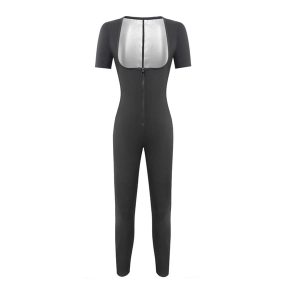 Women's Sauna Suit Short Sleeve Jumpsuit, Sweat Enhancer Workout Shapewear, Corset Waist Trainer for Weight Loss Silver 2XL