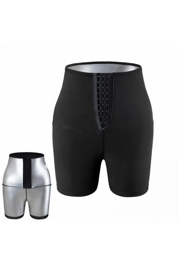 Women's Sauna Sweat Shapewear High Waisted Shorts Above Knee Pants Mid Thigh Workout Suit Waist Trainer