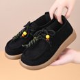 thumbnail image 1 of Women’s Scalloped Edge Faux Suede Platform Moccasin Loafers, Wooden Beaded Lace Up Casual Shoes, Soft Cushioned Non Slip Daily Walking Flats, 1 of 5