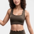 thumbnail image 1 of Women's Scalloped Edge Sports Bra Top with Wide Straps and Soft Stretch Fabric - Medium, Brown, 1 of 6