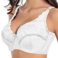 thumbnail image 1 of Women's Scalloped Lace Bra Embroidery Floral Bralette Underwire Minimizer Bras Unlined 3/4 Cups Bra Non-Padded Plus Size Sexy Push up Brassiere Lingerie(White,42/95C), 1 of 6