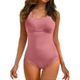 thumbnail image 1 of Women's Scalloped Ribbed Retro Square Neck One Piece Swimsuit Stretchy Textured Material, Scalloped Edges, Supportive Design, 1 of 4