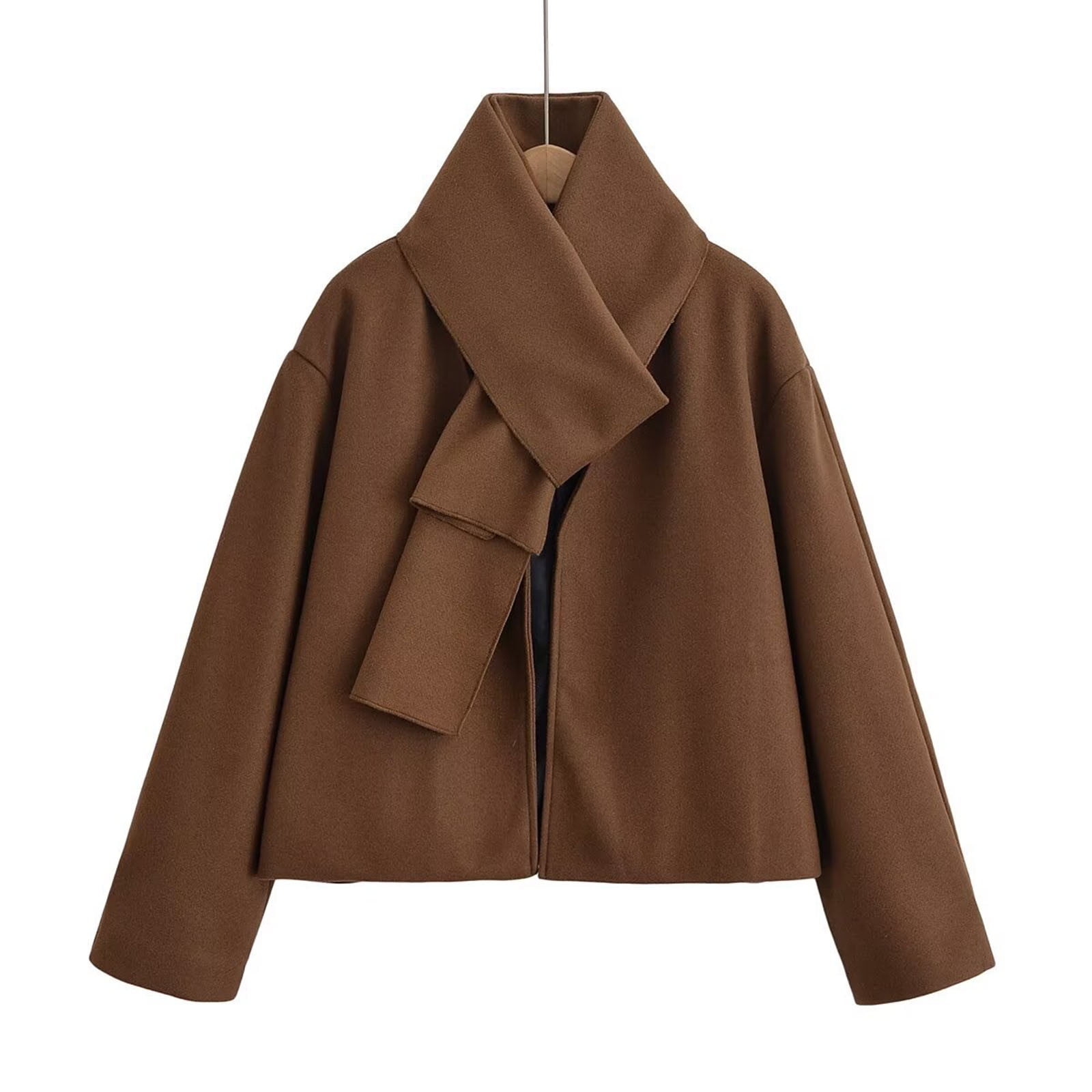 Women's Scarf Collar Jacket Convertible Shawl Wrap Long Sleeve