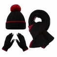 thumbnail image 1 of Women's Scarf Hat And Gloves Set 3 Pcs Kids Winter Hat Gloves Scarf Set Girls Boys Beanie With Pompom Fleece Lined Mittens Neck Warmer, Women's Accessories Scarf ,Hat,& Gloves, 1 of 5