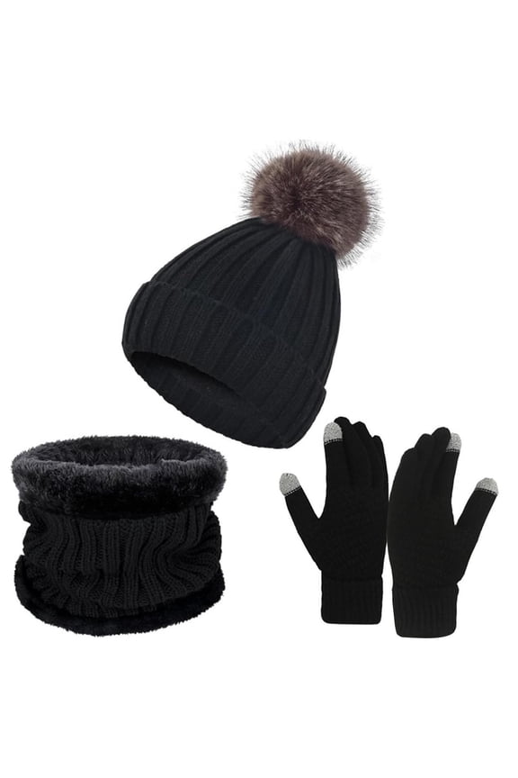 Women's Scarf Hat And Gloves Set 3 Pcs Winter Hat Scarf And Gloves Set For Women Warm Knit Fleece Lined Neck Warmer Touchscreen Gloves, Women's Accessories Scarf ,Hat,& Gloves