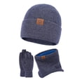 thumbnail image 1 of Women's Scarf Hat And Gloves Set Autumn And Winter Europe And The United States Outdoor Woolen Hat Couple Bib Hat Gloves Three Piece Ear Warm Knitted Hat Set, Women's Accessories Scarf ,Hat,& Gloves, 1 of 4
