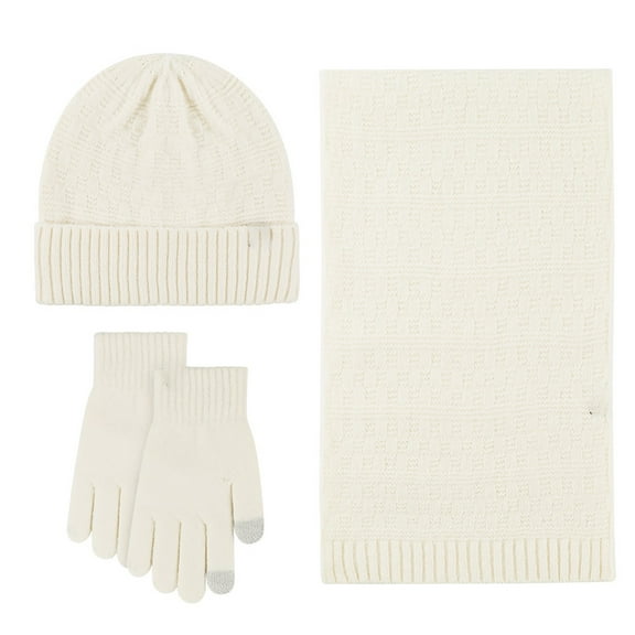 Women's Scarf Hat And Gloves Set Women&Men Autumn Winter Warm Cute Wool Hat Scarf Gloves Three Winter Snow Knit Cap Screen Mittens Scarves Sets, Women's Accessories Scarf ,Hat,& Gloves