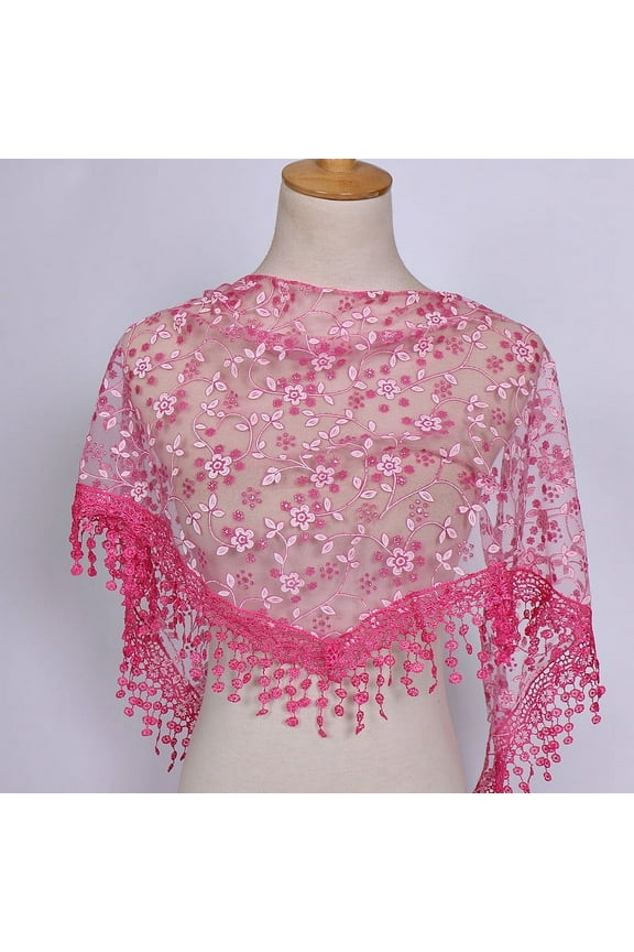 Women's Scarf Lace Tassel Wrap Floral Shawl Sheer Fashion Accessory for Every Occasion