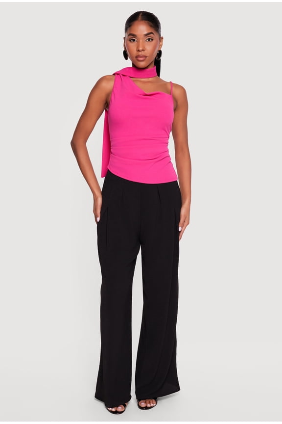 Women's Scarf Ruched Asymmetrical Top