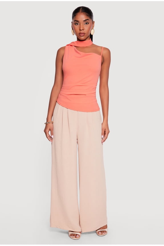 Women's Scarf Ruched Asymmetrical Top