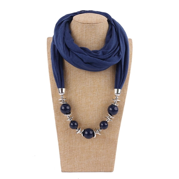 Women's Scarf Sparkling Beaded Pendant with Soft Polyester Tassel Rhinestone Decorative Jewelry Neck Scarf for All Occasions Daily and Party Wear