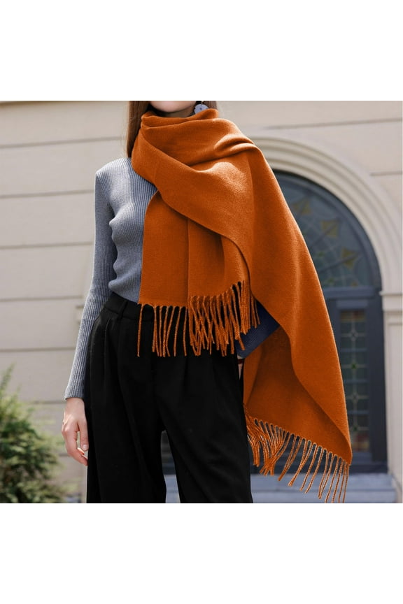 Women's Scarf Winter Solid Color Tassel Shawl Warm Daily Casual Polyester