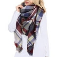 thumbnail image 1 of Women's Scarf Winter Thick Warm Super Soft Luxurious Feel Knit Large Plaid Scarf Unisex for Men and Women Oversized Wrap and Shawl Blue, 1 of 5