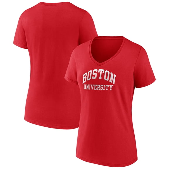 Women's Scarlet Boston University Arch V-Neck T-Shirt