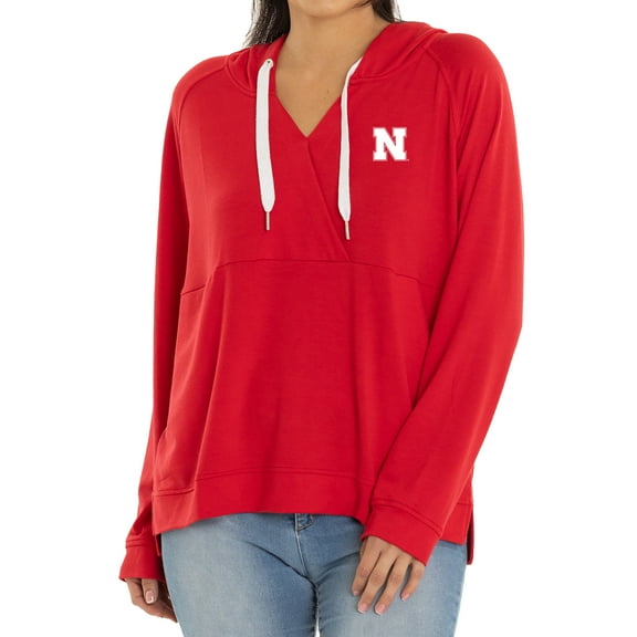 Women's Scarlet Nebraska Huskers Christine Cross Front Tri-Blend Pullover Hoodie