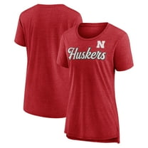 Women's Scarlet Nebraska Huskers Past Script Tri-Blend T-Shirt