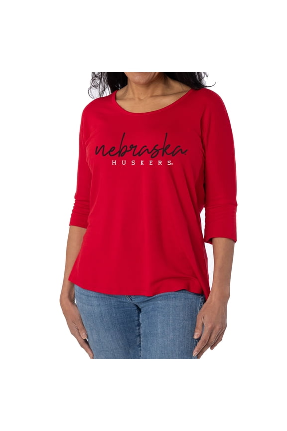 Women's Scarlet Nebraska Huskers Tamara Scoop Neck 3/4-Sleeve Top