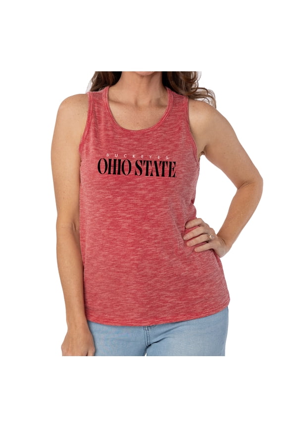 Women's Scarlet Ohio State Buckeyes Blake Sandwash Rib-Knit Tri-Blend Tank Top