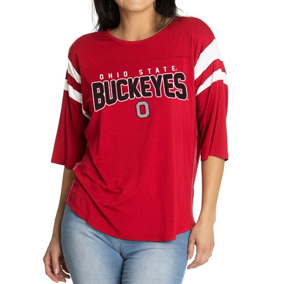 Women's Scarlet Ohio State Buckeyes Relaxed Abigail Half-Sleeve T-Shirt
