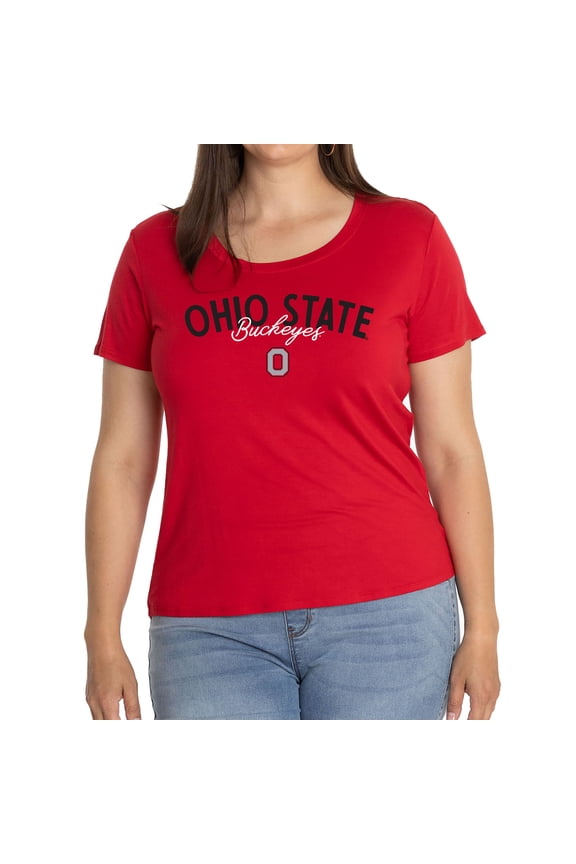 Women's Scarlet Ohio State Buckeyes Scarlet Scoop Neck T-Shirt