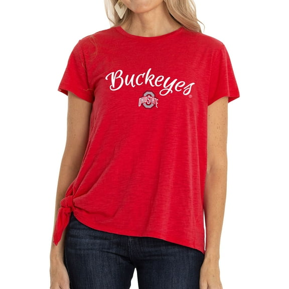 Women's Scarlet Ohio State Buckeyes Sophie Side-Tie T-Shirt