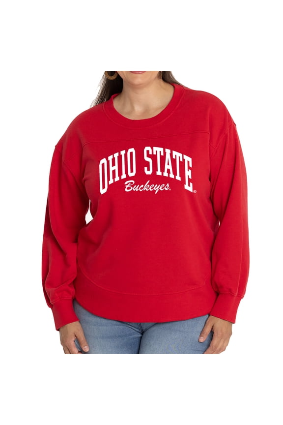 Women's Scarlet Ohio State Buckeyes Yvette Pullover Sweatshirt