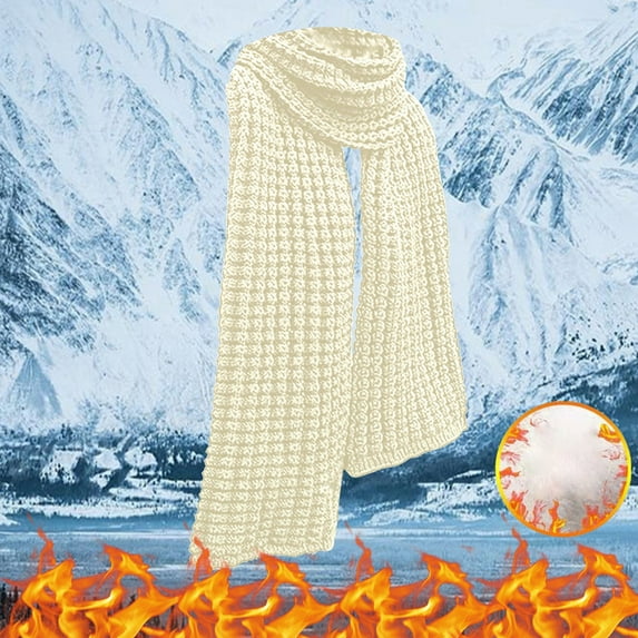 Women's Scarves Scarf Couples Winter Warm Thickened Coarse Yarn Knitted Scarf Solid Color Student Shawl Wraps,Beige Women's Accessories Scarf