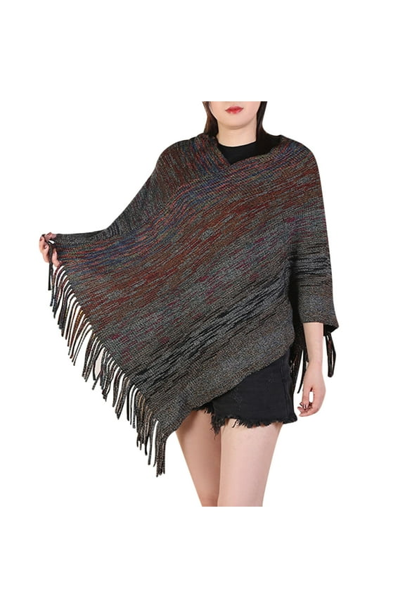 Women's Scarves Women Splice Poncho With Tassels Plush Shawl Scarf Fringed Wraps Pashminas Sweater Pullover Cape Gifts For Women Sweater Tassel Hem Shawl Wrap Cloak, Women's Accessories Scarf