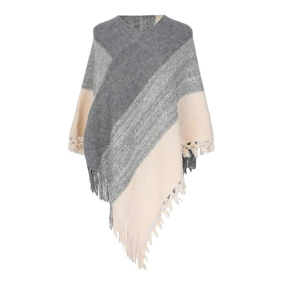 Women's Scarves Women Striped Poncho With Tassels Knitted Shawl Scarf Fringed Wraps Pashminas Sweater Pullover Cape Gifts For Women, Women's Accessories Scarf