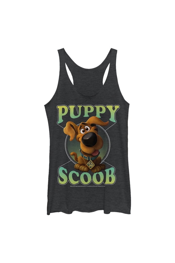 Women's Scooby Doo Puppy Circle  Racerback Tank Top Black Heather 2X Large