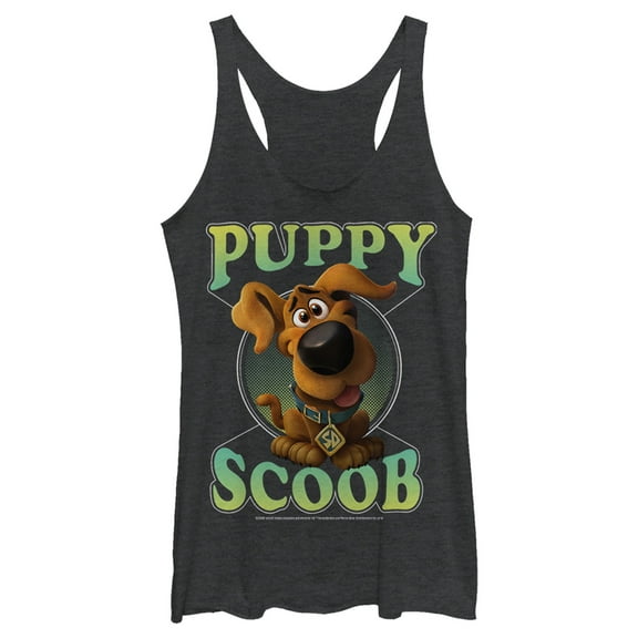 Women's Scooby Doo Puppy Circle  Racerback Tank Top Black Heather X Large
