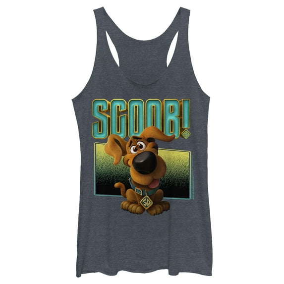 Women's Scooby Doo Puppy Frame Racerback Tank Top Navy Blue Heather Medium