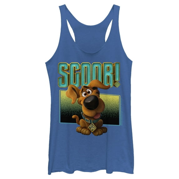 Women's Scooby Doo Puppy Frame Racerback Tank Top Royal Blue Heather X Large