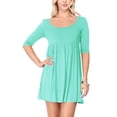 thumbnail image 1 of Women's Scoop Neck 3/4 Sleeve Relaxed Fit Babydoll Mini Dress, 1 of 4