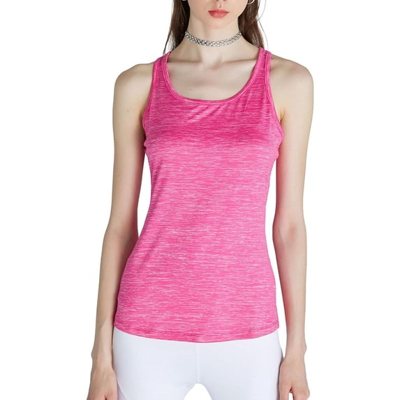 Women's Scoop Neck Active Racerback Wide Strap Yoga Camisole Basic Tank Top