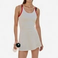 thumbnail image 1 of Women's Scoop Neck Active Tennis Dress with Contrast Shoulder Straps and Fitted Waist - Small, White, 1 of 5