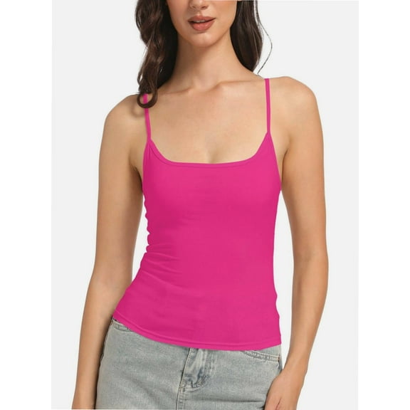 Women's Scoop Neck Cami Crop Tops Strap Camisole Tank Shirt Cami Cropped Tops