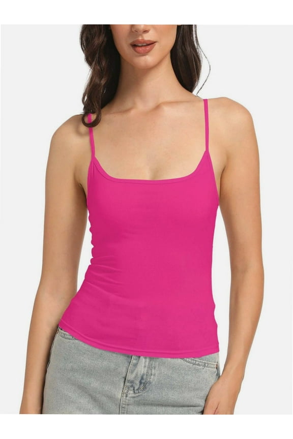Women's Scoop Neck Cami Crop Tops Strap Camisole Tank Shirt Cami Cropped Tops