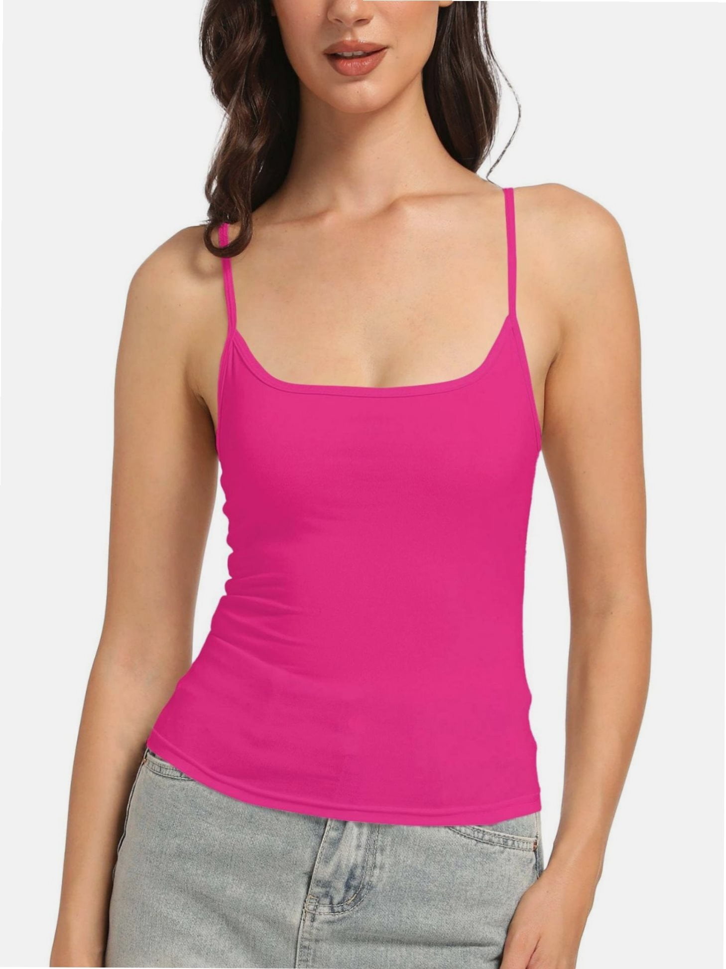 Women's Cropped Tank Tops | Scoop Neck Ribbed Cami, Wide Strap, Stretchy Basic Tank For Layering | Casual Summer Tops