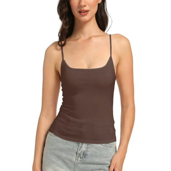 Women's Scoop Neck Cami Crop Tops Strap Camisole Tank Shirt Cami Cropped Tops